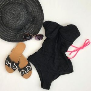 Victorias Secret Crochet Laceup Swimsuit S (4-6)